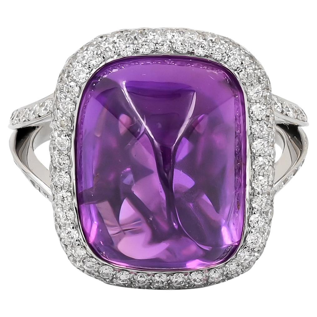 Spectra Fine Jewelry GRS Certified 15.83 Carat Purple Sapphire Diamond Ring For Sale