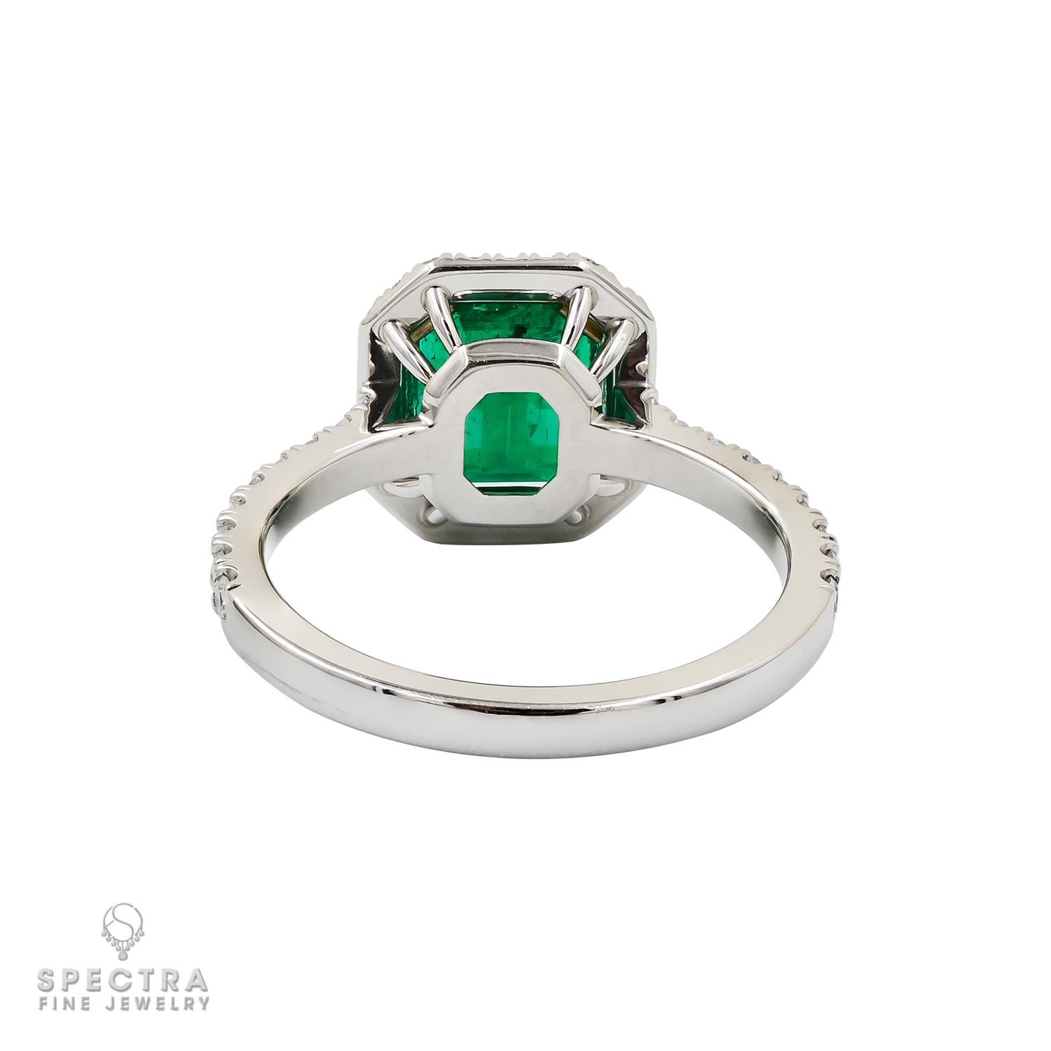 Contemporary Spectra Fine Jewelry GRS Certified 1.92 Carat Colombian Emerald Diamond Ring For Sale