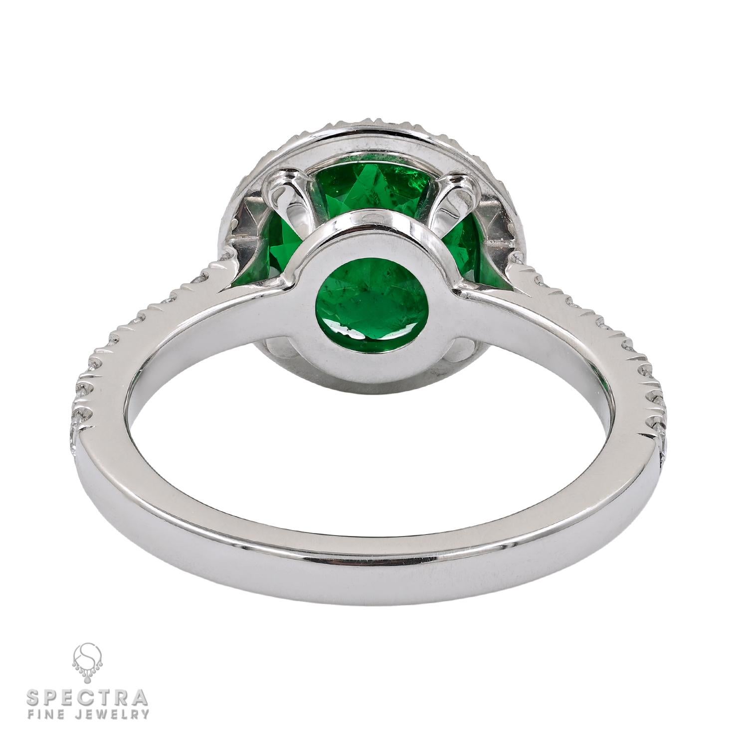 Contemporary Spectra Fine Jewelry GRS Certified 1.95 Carat Emerald Diamond Cocktail Ring For Sale