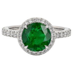 Spectra Fine Jewelry GRS Certified 1.95 Carat Emerald Diamond Cocktail Ring