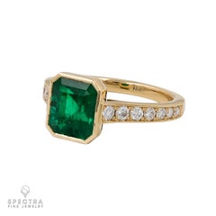 Spectra Fine Jewelry GRS Certified 2.03 Carat Colombian Emerald Diamond Ring