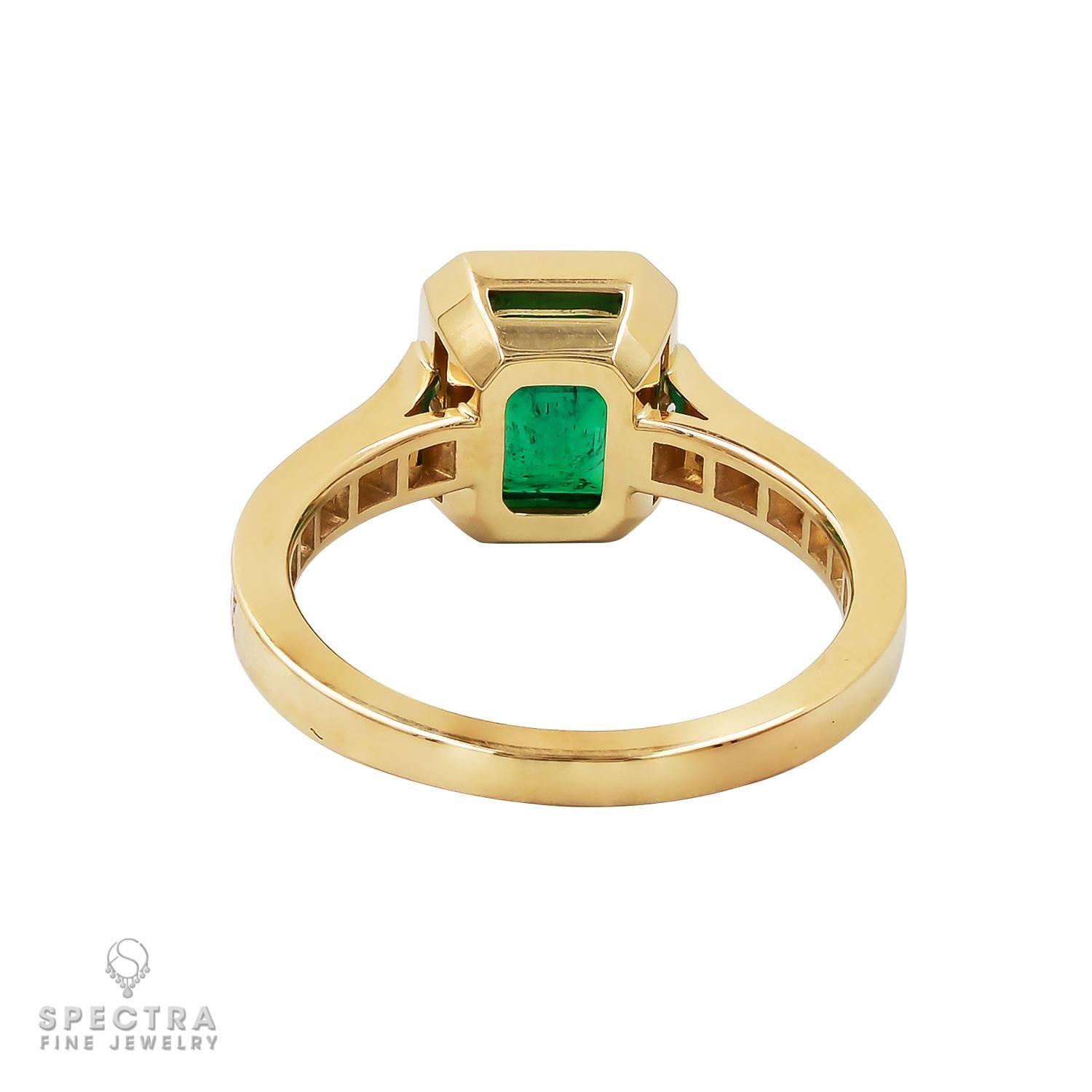 Contemporary Spectra Fine Jewelry GRS Certified 2.03 Carat Colombian Emerald Diamond Ring For Sale