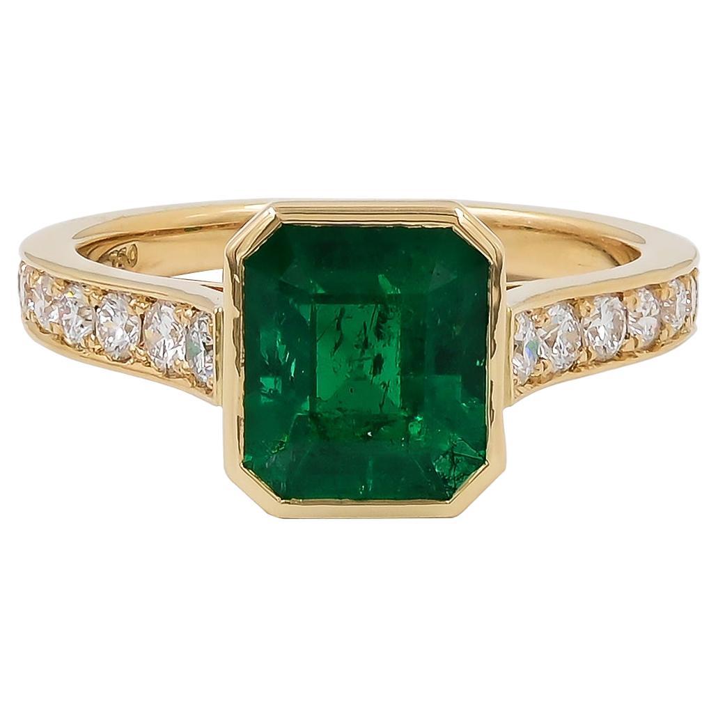 Spectra Fine Jewelry GRS Certified 2.03 Carat Colombian Emerald Diamond Ring For Sale