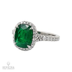 Spectra Fine Jewelry, bague avec diamant émeraude colombienne certifiée GRS de 2.26 carats