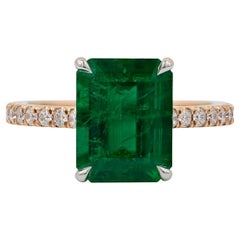 Spectra Fine Jewelry, bague avec diamant émeraude de l'Himalaya certifiée GRS de 3,22 carats