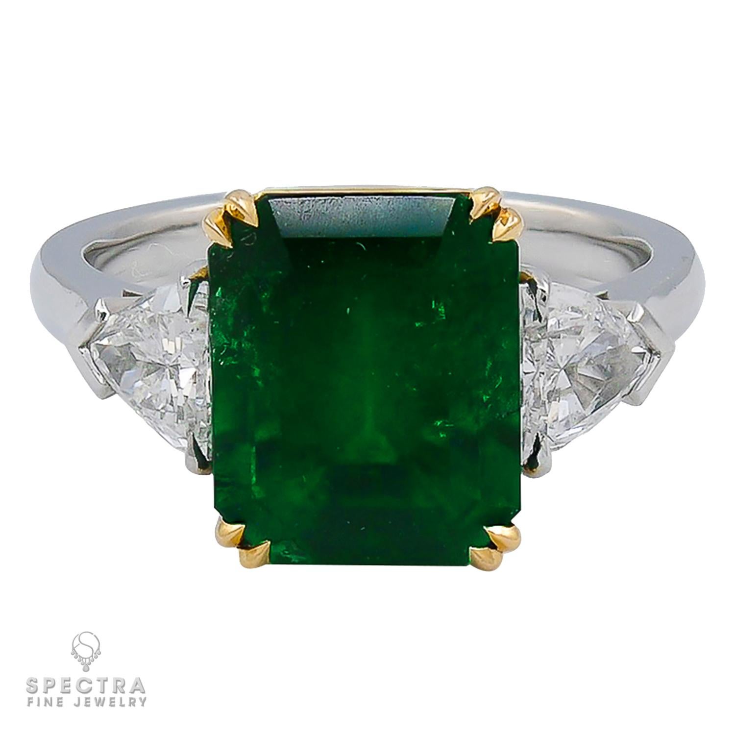 Taglio smeraldo Spectra Fine Jewelry Anello con diamante smeraldo colombiano certificato GRS da 4.09 carati in vendita