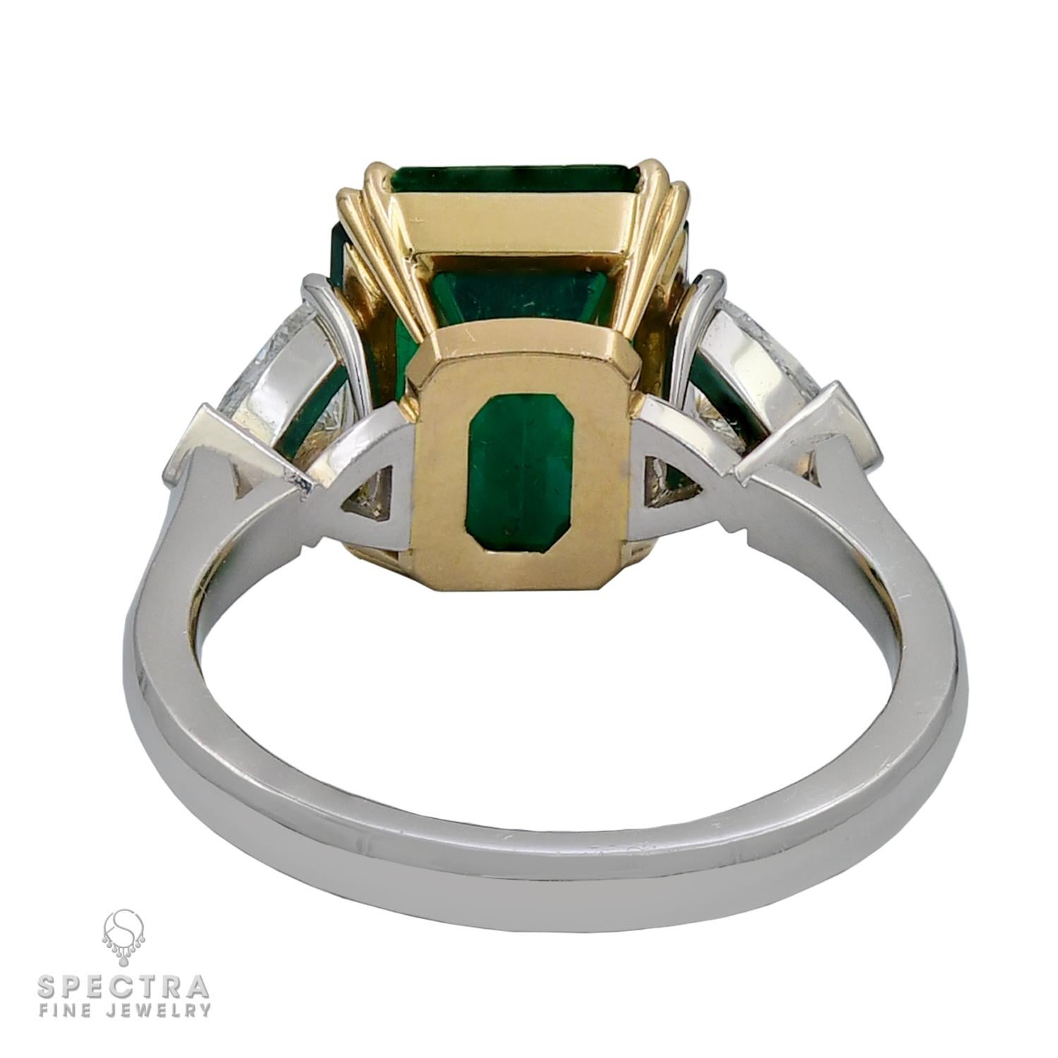 Spectra Fine Jewelry GRS Certified 4.09 Carat Colombian Emerald Diamond Ring For Sale 1