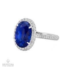 Spectra Fine Jewelry GRS Certified 5.38 Carat Ceylon Sapphire Diamond Ring