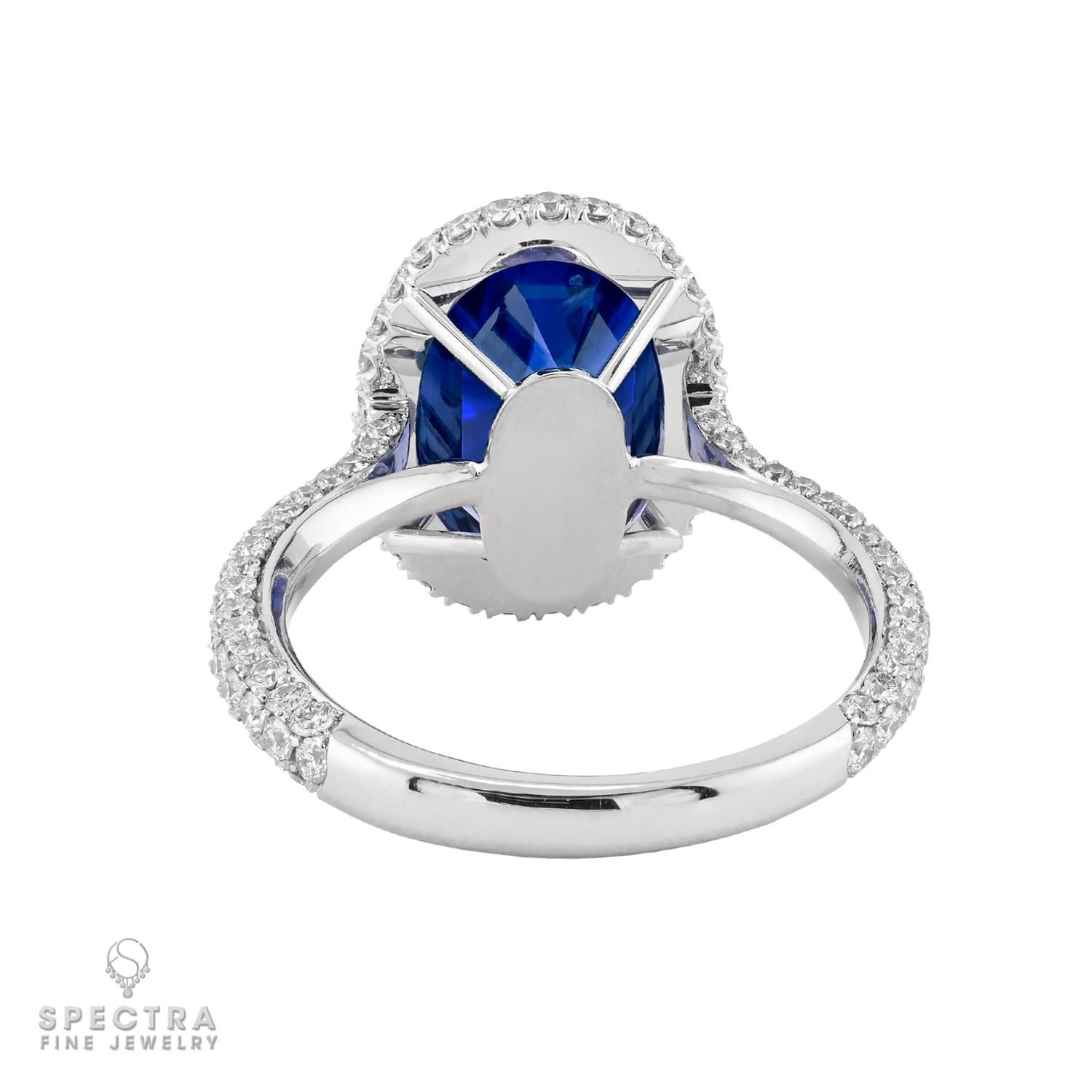 Contemporary Spectra Fine Jewelry GRS Certified 5.38 Carat Ceylon Sapphire Diamond Ring For Sale