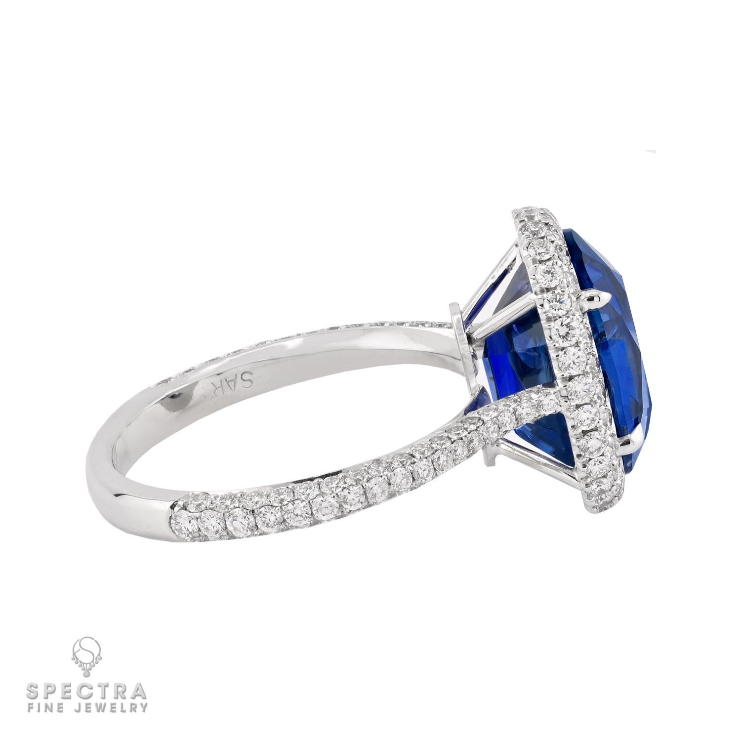 Oval Cut Spectra Fine Jewelry GRS Certified 5.38 Carat Ceylon Sapphire Diamond Ring For Sale