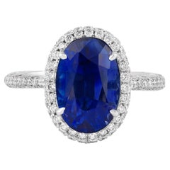 Spectra Fine Jewelry GRS Certified 5.38 Carat Ceylon Sapphire Diamond Ring