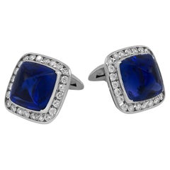 Spectra Fine Jewelry Gemelos de diamantes con zafiro de Ceilán certificado GRS