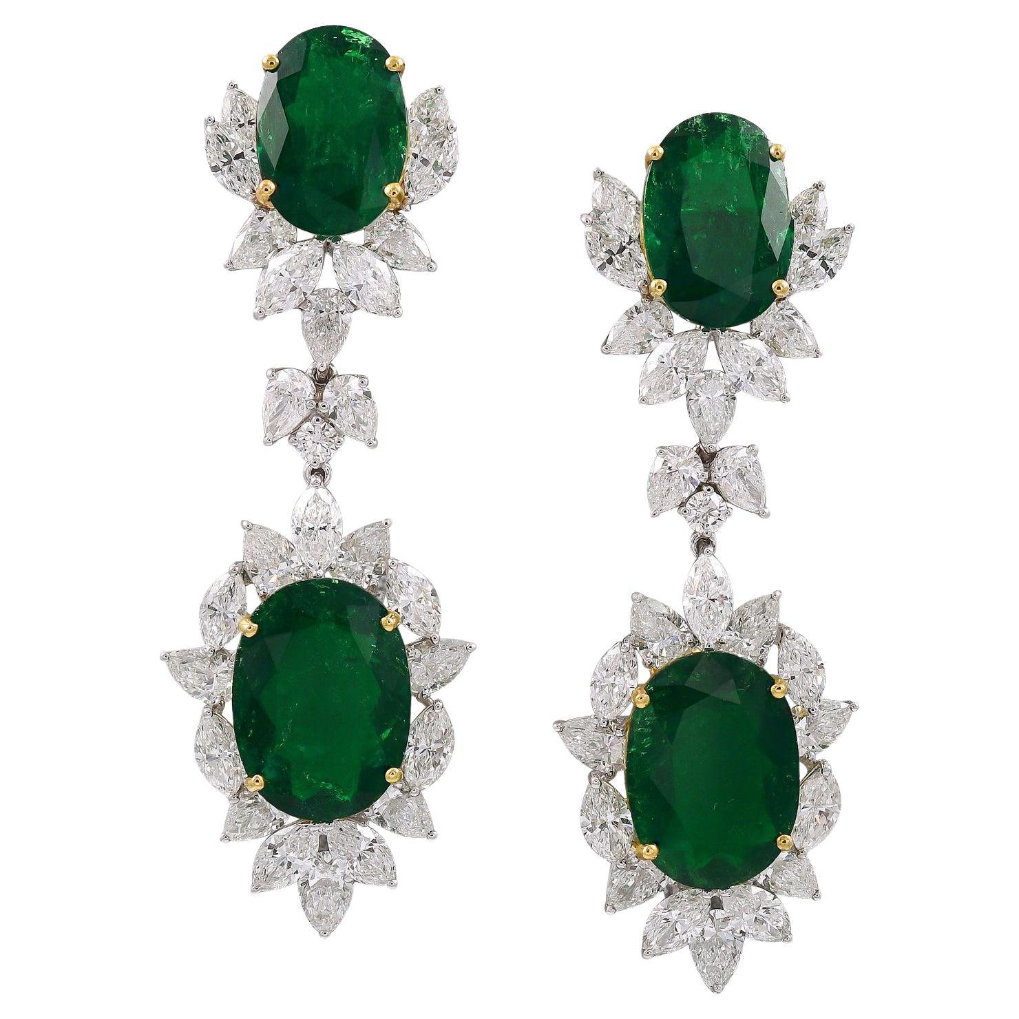Spectra Fine Jewelry GRS Certified Colombian Emerald Diamond Drop Earrings