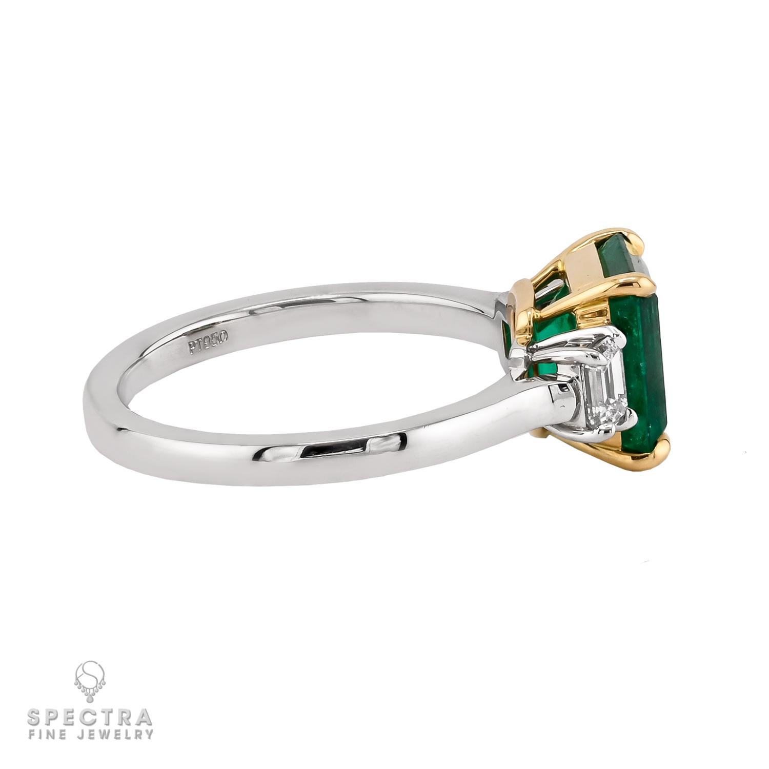 Spectra Fine Jewelry GRS-zertifizierter kolumbianischer Smaragd-Diamantring (Smaragdschliff) im Angebot