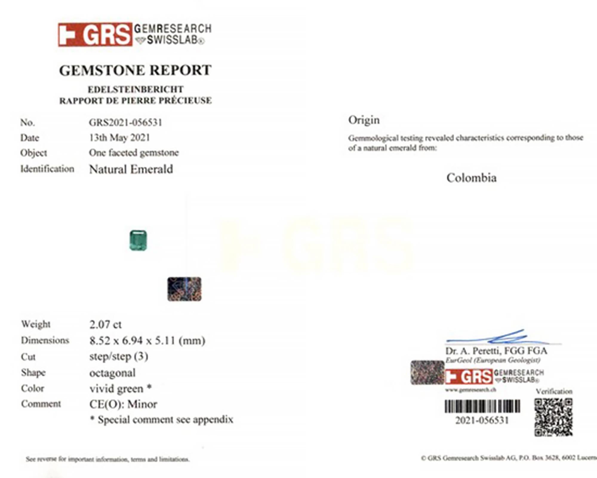 Spectra Fine Jewelry GRS-zertifizierter kolumbianischer Smaragd-Diamantring im Zustand „Neu“ im Angebot in New York, NY