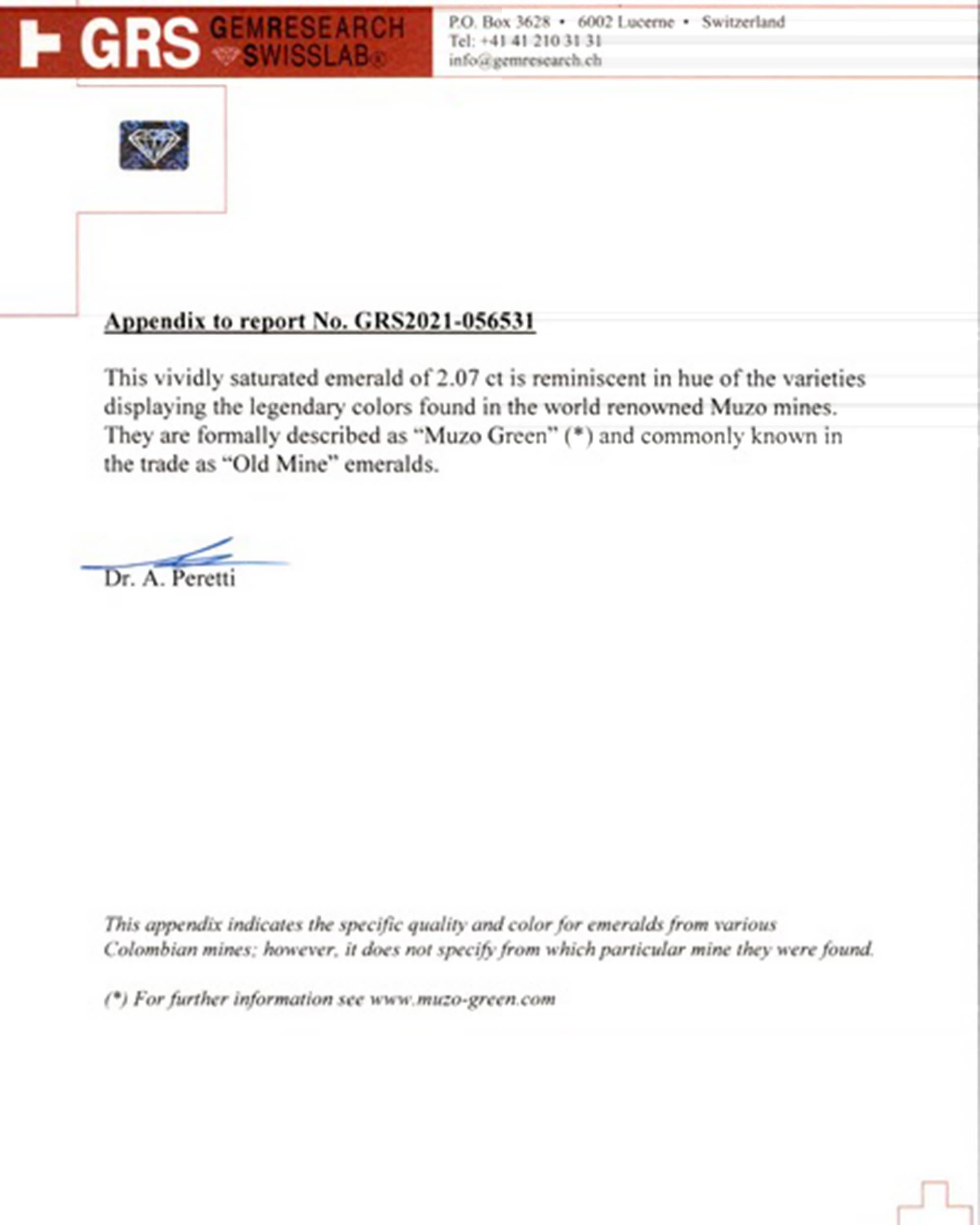 Spectra Fine Jewelry GRS-zertifizierter kolumbianischer Smaragd-Diamantring Damen im Angebot