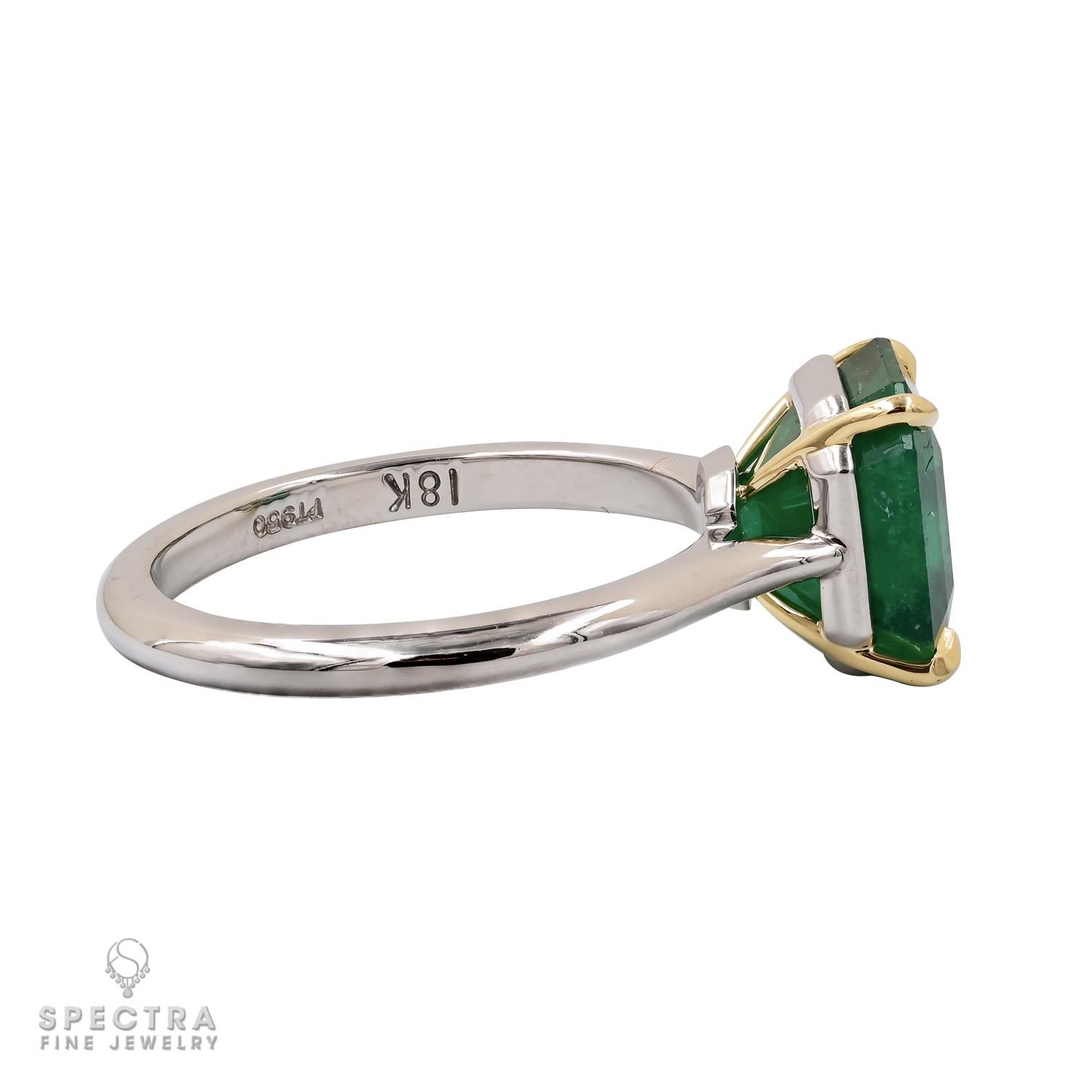 Contemporary Spectra Fine Jewelry GRS Certified Colombian Emerald Platinum Ring For Sale