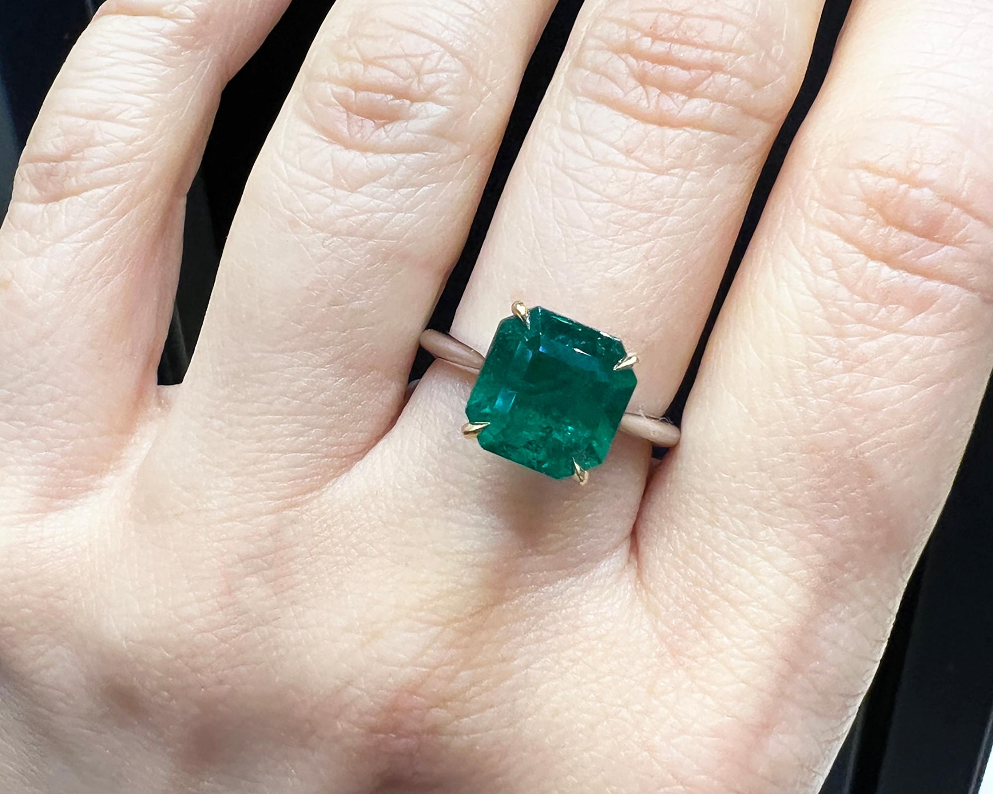 Spectra Fine Jewelry GRS Certified Colombian Emerald Platinum Ring For Sale 1