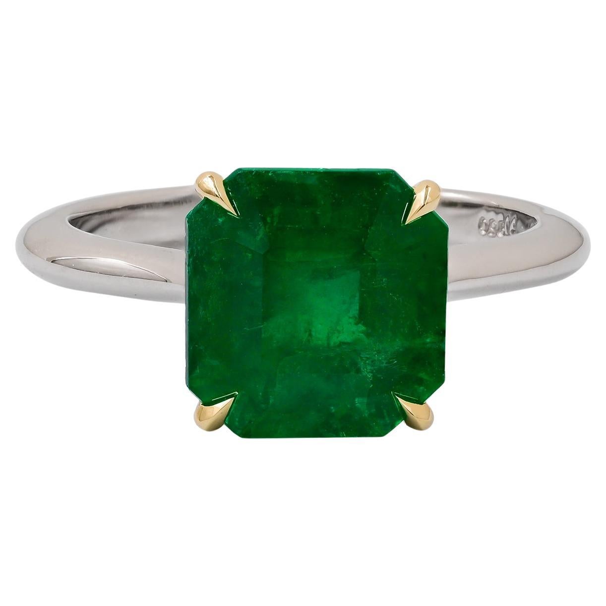 Spectra Fine Jewelry GRS Certified Colombian Emerald Platinum Ring For Sale