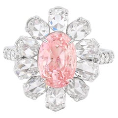 Spectra Fine Jewelry GRS Certified Padparadscha Sapphire Diamond Ring