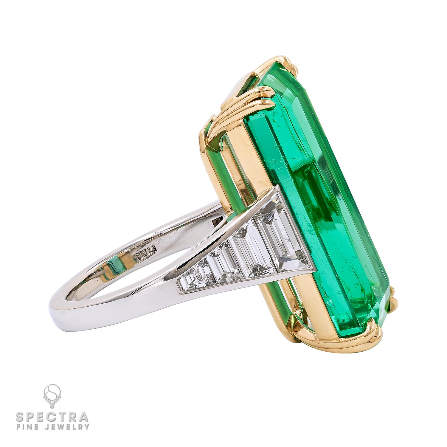 Contemporary Spectra Fine Jewelry, Certified 15.91 Carat Colombian Emerald Ring For Sale