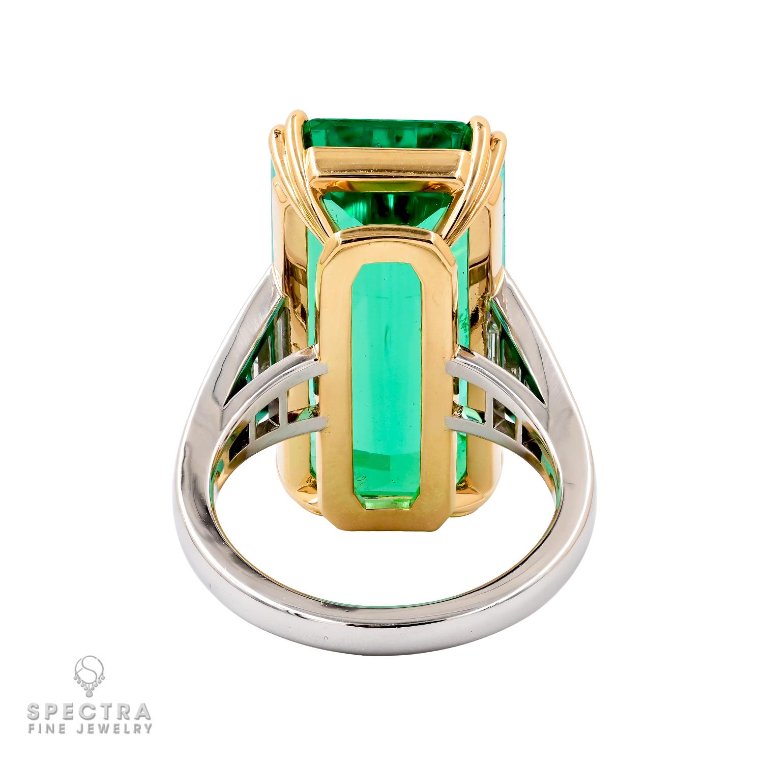 Octagon Cut Spectra Fine Jewelry, Certified 15.91 Carat Colombian Emerald Ring For Sale