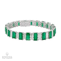 Spectra Fine Jewelry Gubelin Certified Colombian Emerald Diamond Bracelet