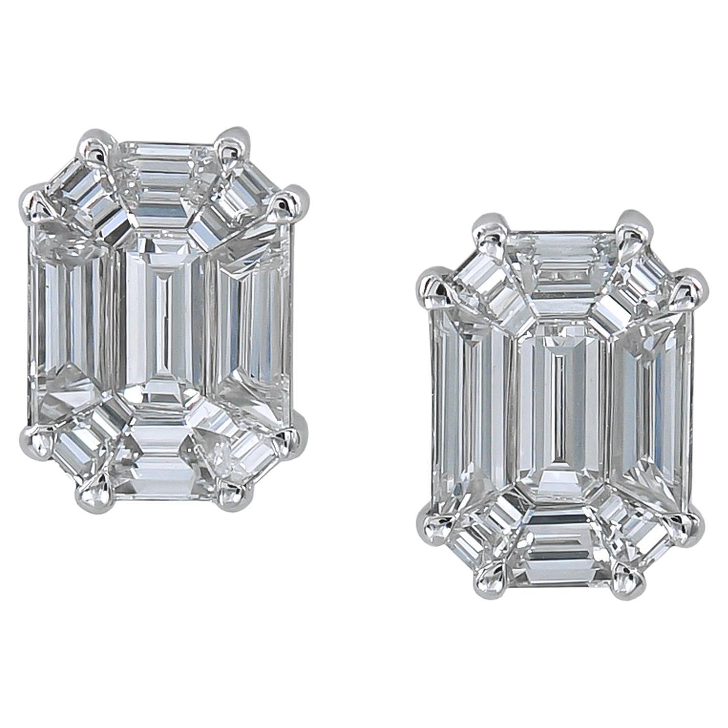 Spectra Fine Jewelry Invisibly-set Diamond Stud Earrings For Sale