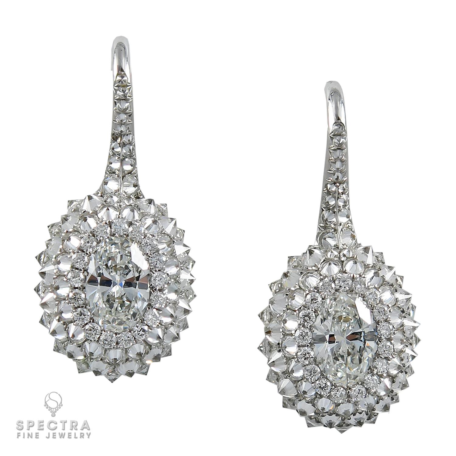 Oval Cut Spectra Fine Jewelry Inversely-Set Diamond Earrings For Sale