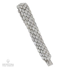 32.44ct Marquise Diamond Bombé Bracelet in 18K White Gold