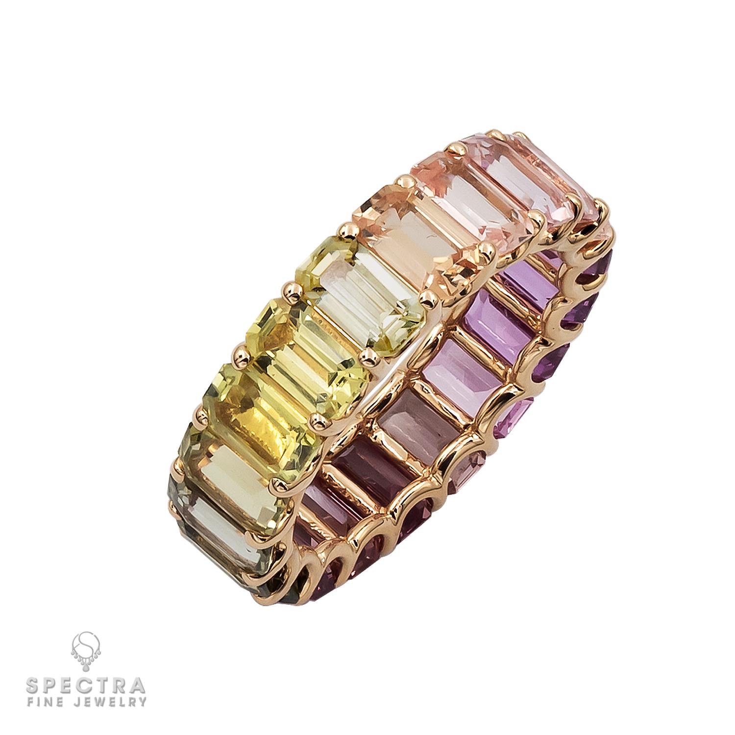 Emerald Cut Spectra Fine Jewelry Multi-color Sapphire Eternity Band For Sale