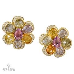 Multi-Colored Sapphire Diamond Earrings & Necklace Set