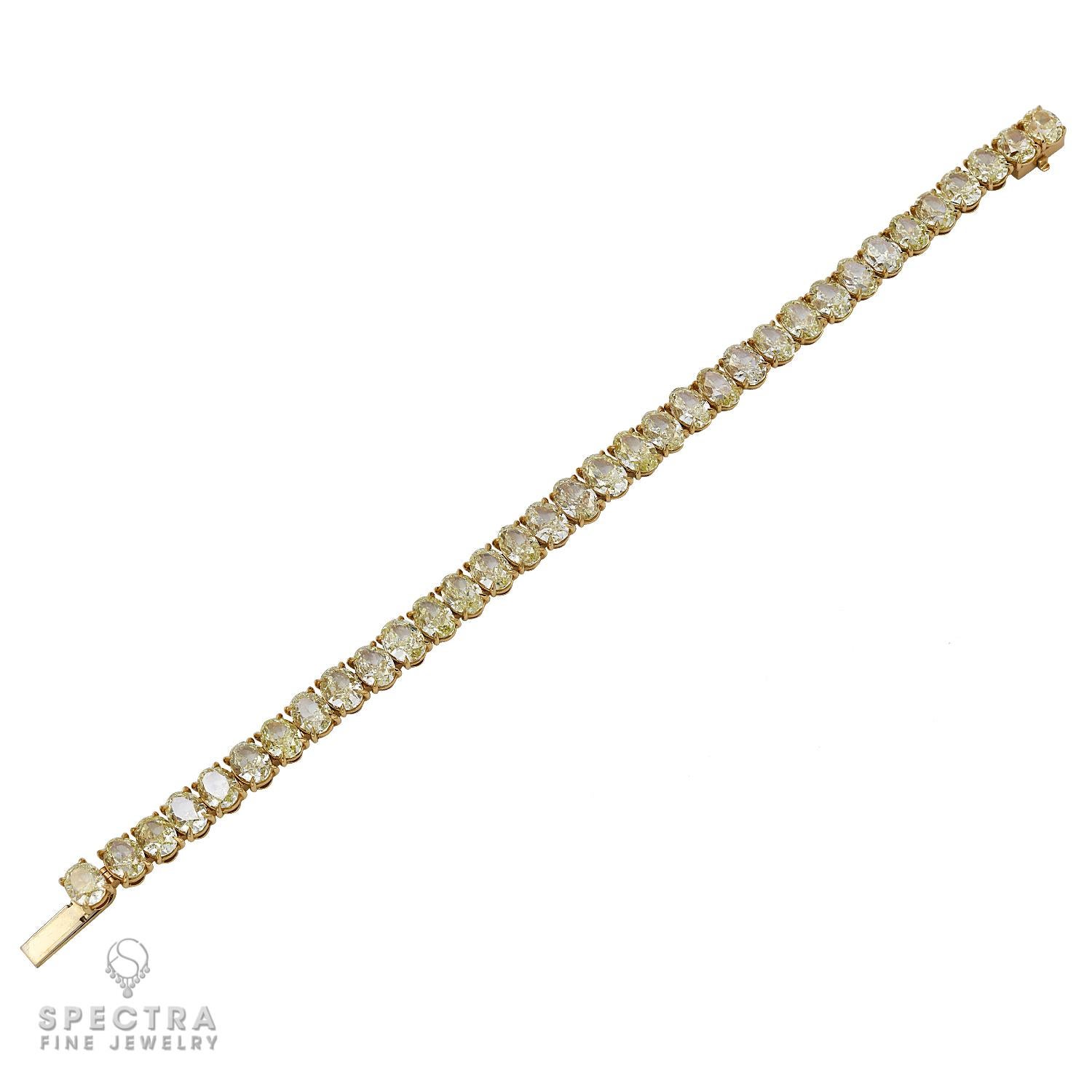 Spectra Fine Jewelry Oval-förmiges Tennisarmband mit gelben Diamanten (Zeitgenössisch) im Angebot