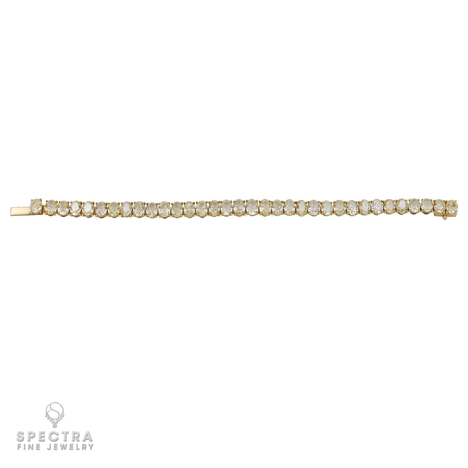 Contemporary Spectra Fine Jewelry Oval-Shape Yellow Diamond Tennis Bracelet For Sale