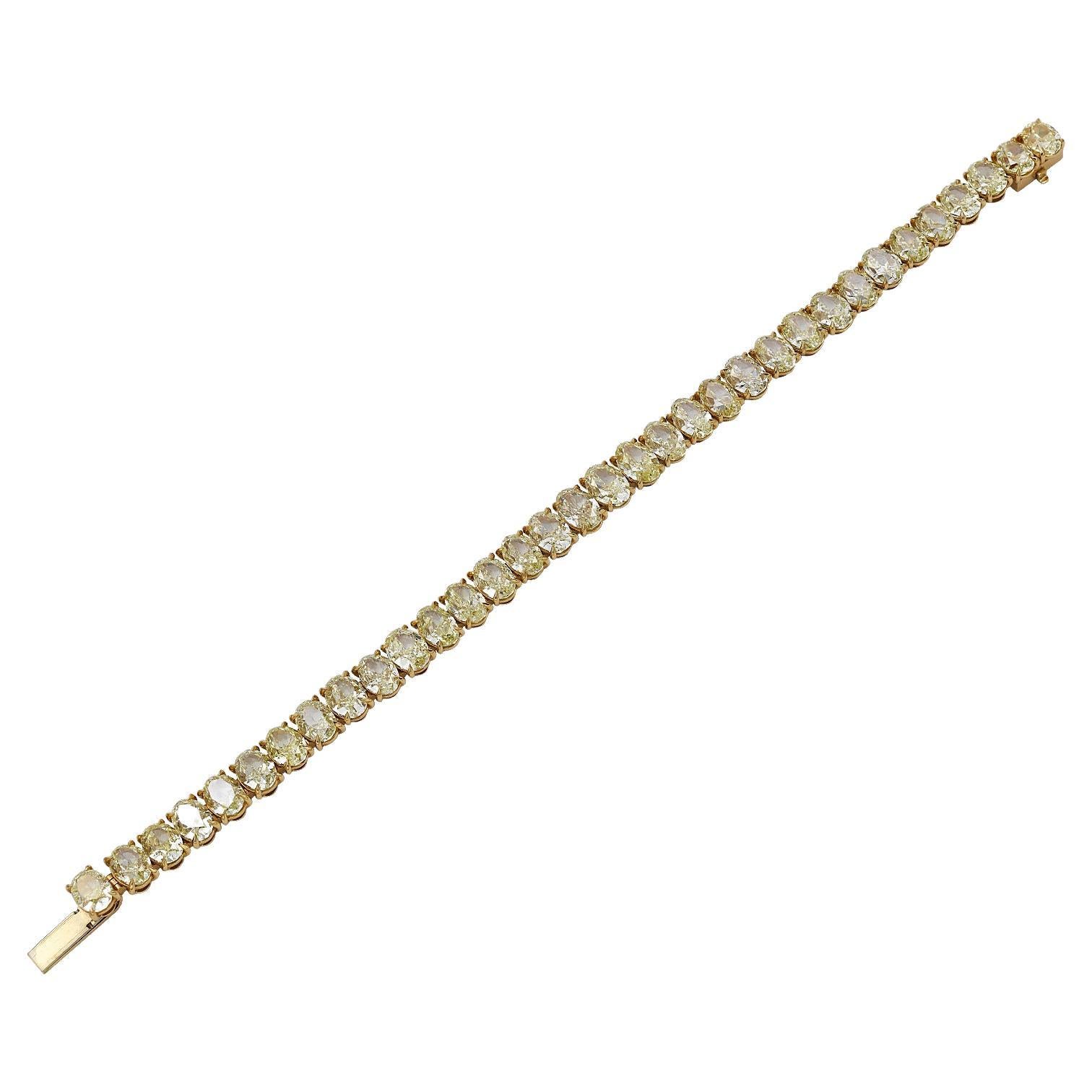 Spectra Fine Jewelry Oval-förmiges Tennisarmband mit gelben Diamanten im Angebot