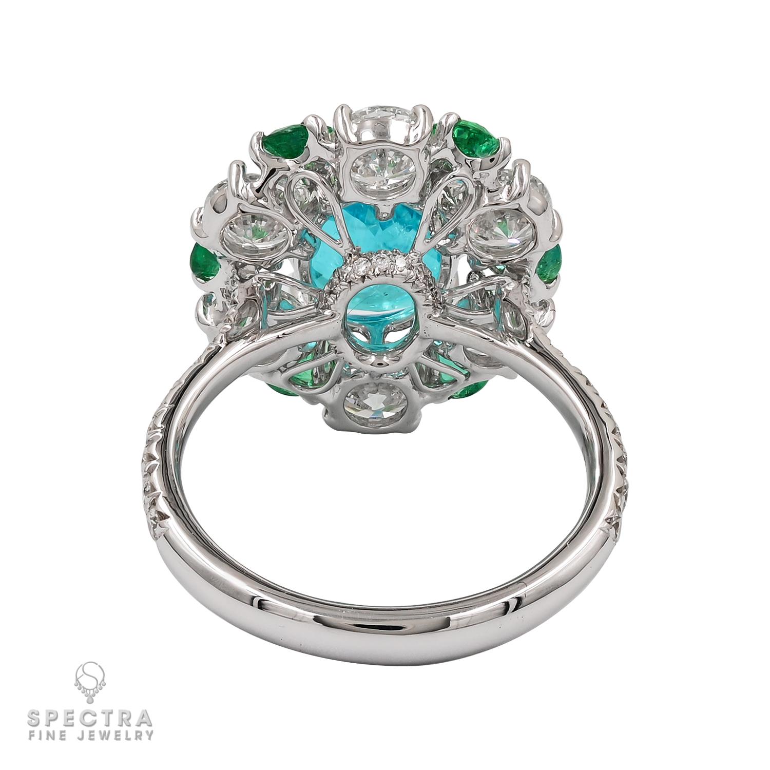 Spectra Fine Jewelry AGL zertifizierter Paraiba Turmalin-Diamant-Smaragdring mit Smaragd (Ovalschliff) im Angebot