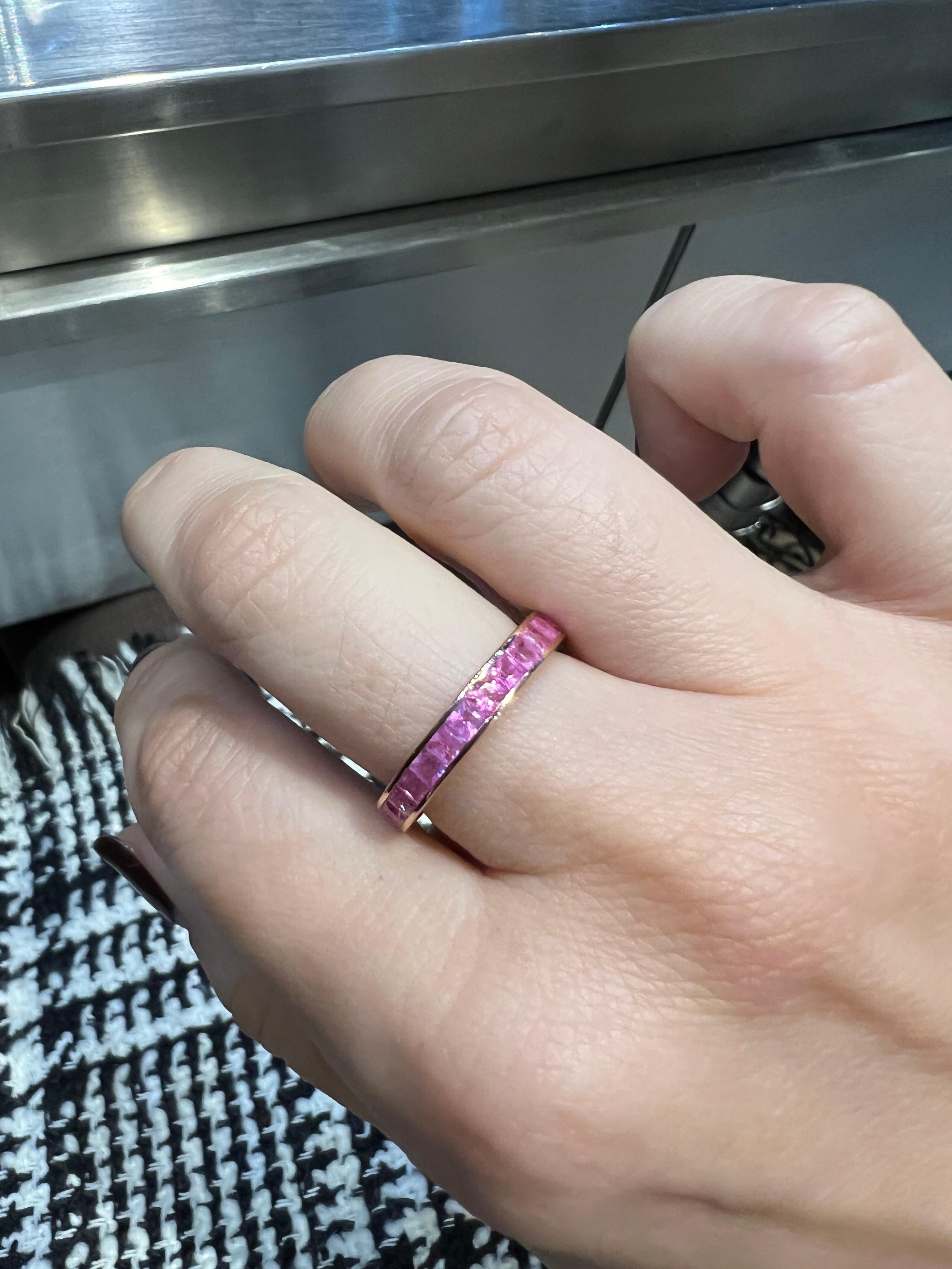Princess Cut Spectra Fine Jewelry Pink Sapphire Eternity Band For Sale