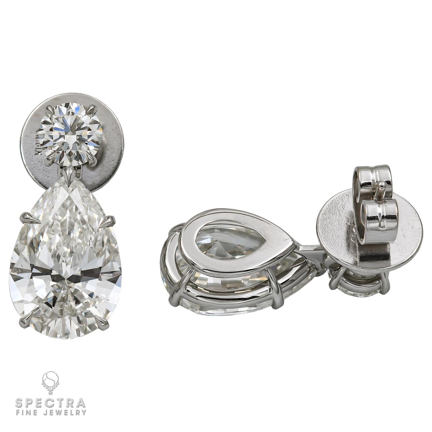 Pear Cut Spectra Fine Jewelry Round & Pear-Shaped Diamond Earrings For Sale