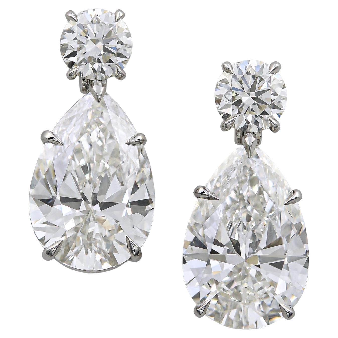 Spectra Fine Jewelry Round & Pear-Shaped Diamond Earrings For Sale