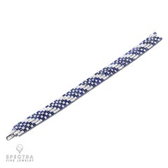Sapphire Baguette Diamond Stripe Line Tennis Bracelet