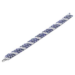 Used Sapphire Baguette Diamond Stripe Line Tennis Bracelet