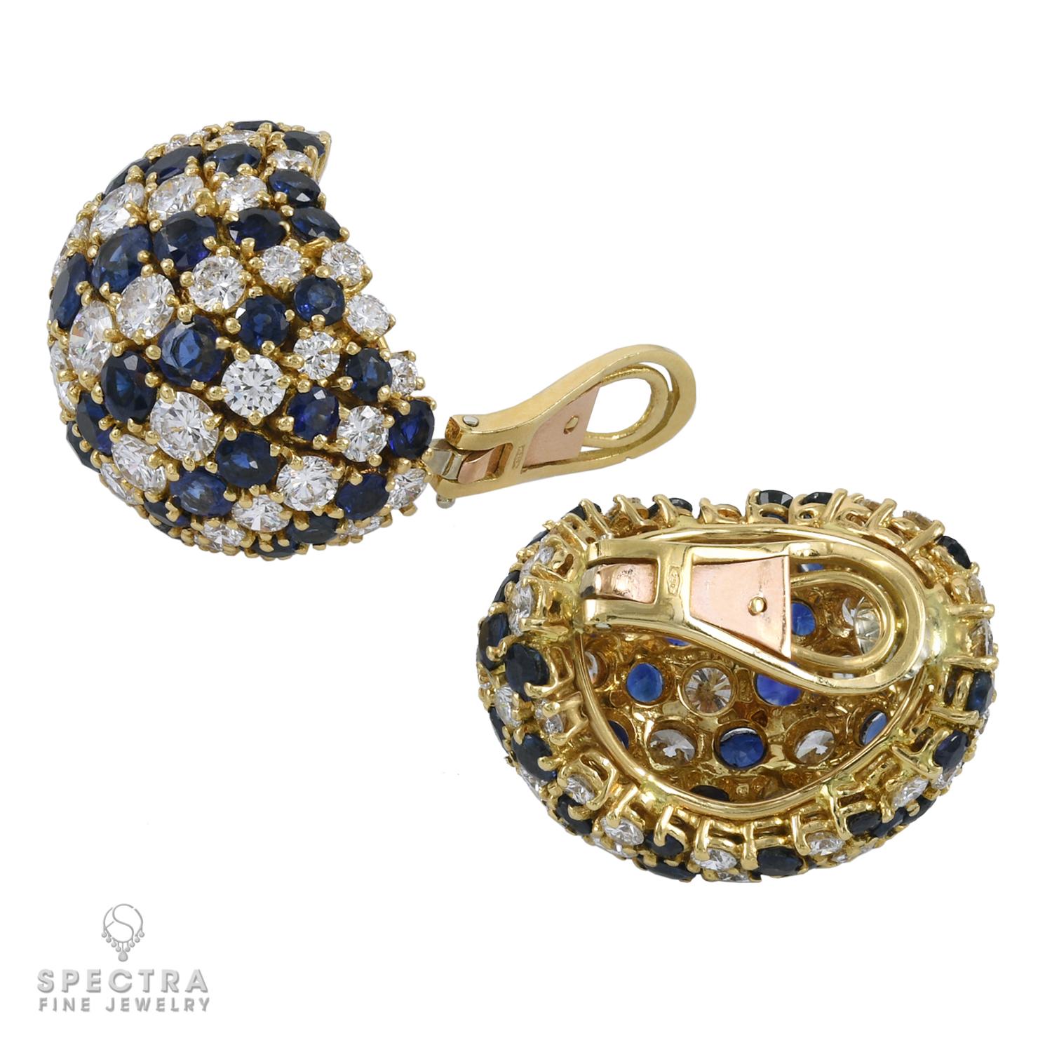 Contemporary Spectra Fine Jewelry Sapphire Diamond Dome Earrings