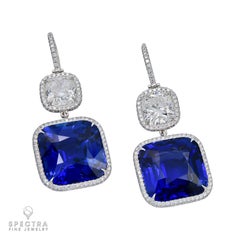Spectra Fine Jewelry Sapphire Diamond Pave Halo Drop Earrings