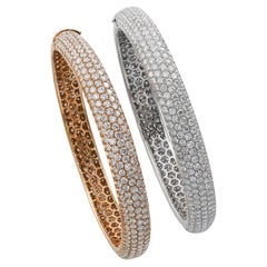 Spectra Fine Jewelry Set of Two Diamond Gold Bangles in 18kt Rose & White Gold
