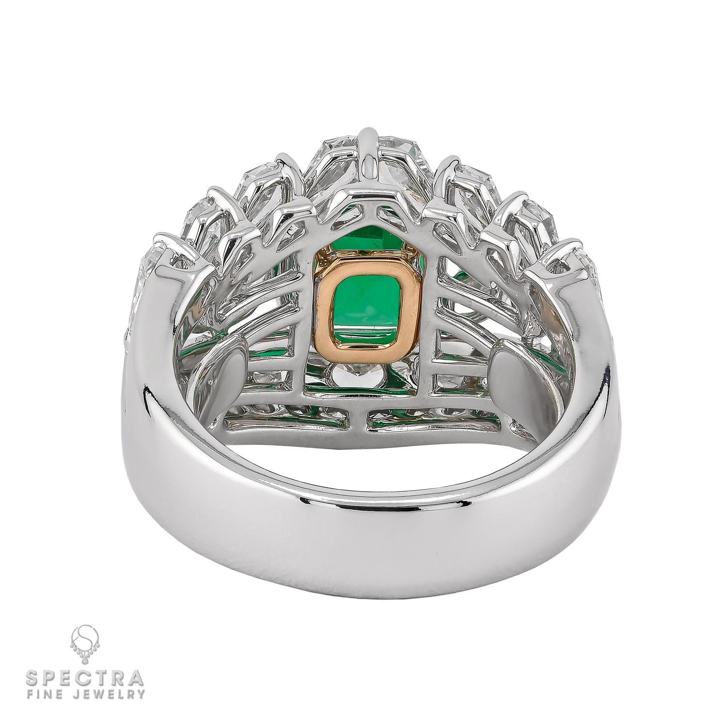 Contemporary Spectra Fine Jewelry SSEF Certified 2.11 Carat Colombian No Oil Emerald Ring For Sale