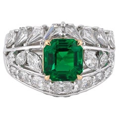 Spectra Fine Jewelry, bague d'émeraude colombienne certifiée SSEF de 2,11 carats, sans huile