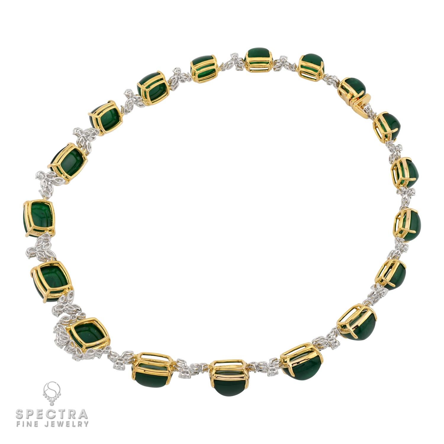 Halskette Spectra Fine Jewelry Zuckerhut Cabochon kolumbianischer Smaragd Diamant (Zeitgenössisch) im Angebot