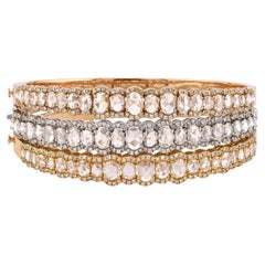 Spectra Fine Jewelry Drei Diamant-Armreifen mit Rosenschliff aus dreifarbigem Gold