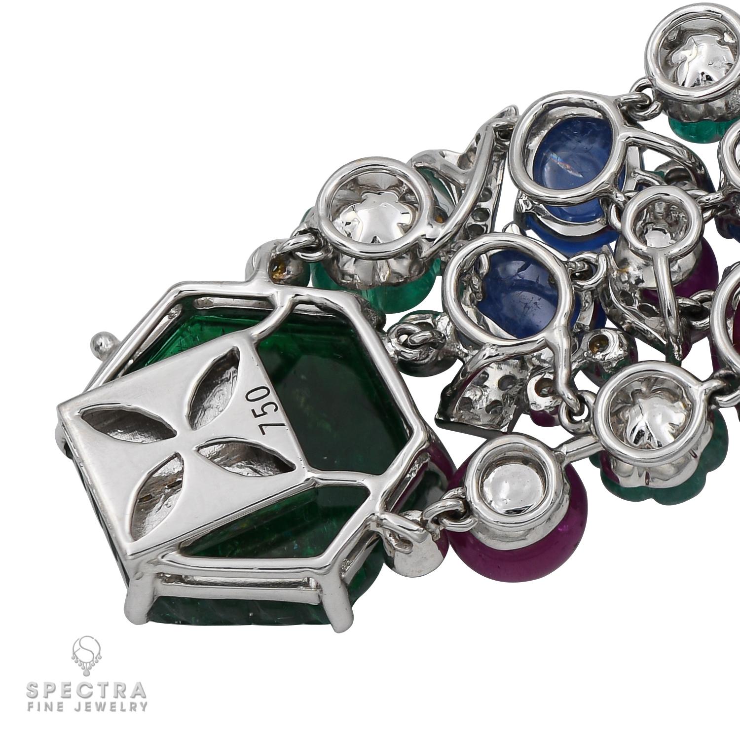 Spectra Fine Jewelry Tutti Frutti Gemstone Diamond Bracelet In New Condition For Sale In New York, NY
