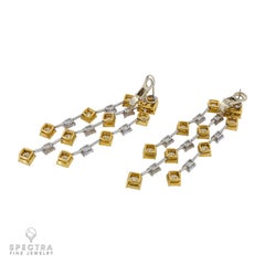 Spectra Fine Jewelry GIA Certified Yellow & White Diamond Chandelier Earrings